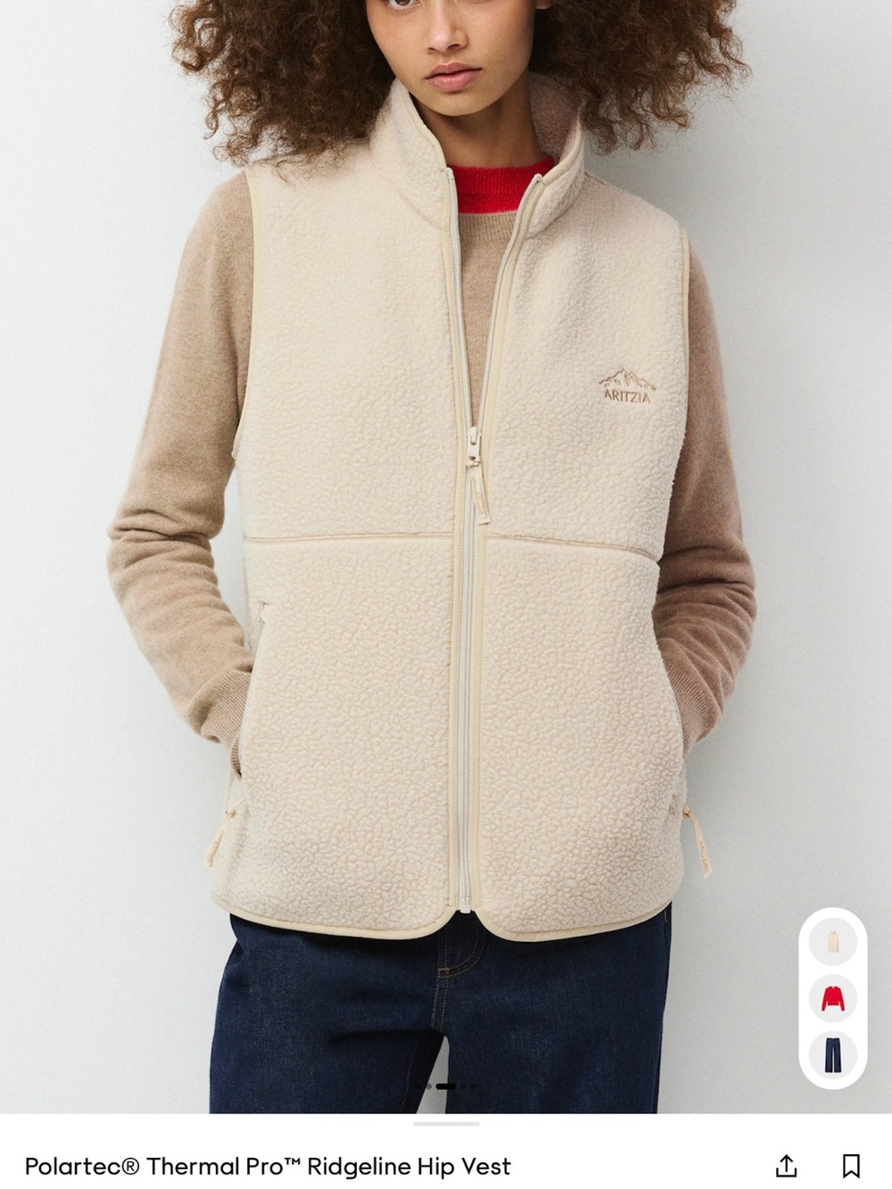 Aritzia TNA Polartec Thermal Pro Ridgeline Hip Vest
